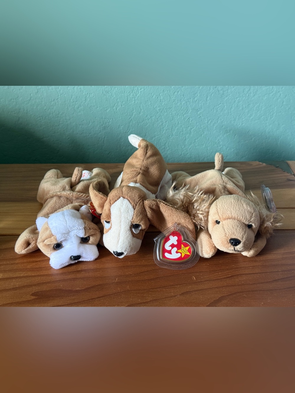 Vintage TY Beanie Babies Dogs Lot Wrinkles Tracker Spunky P.E. Pellets